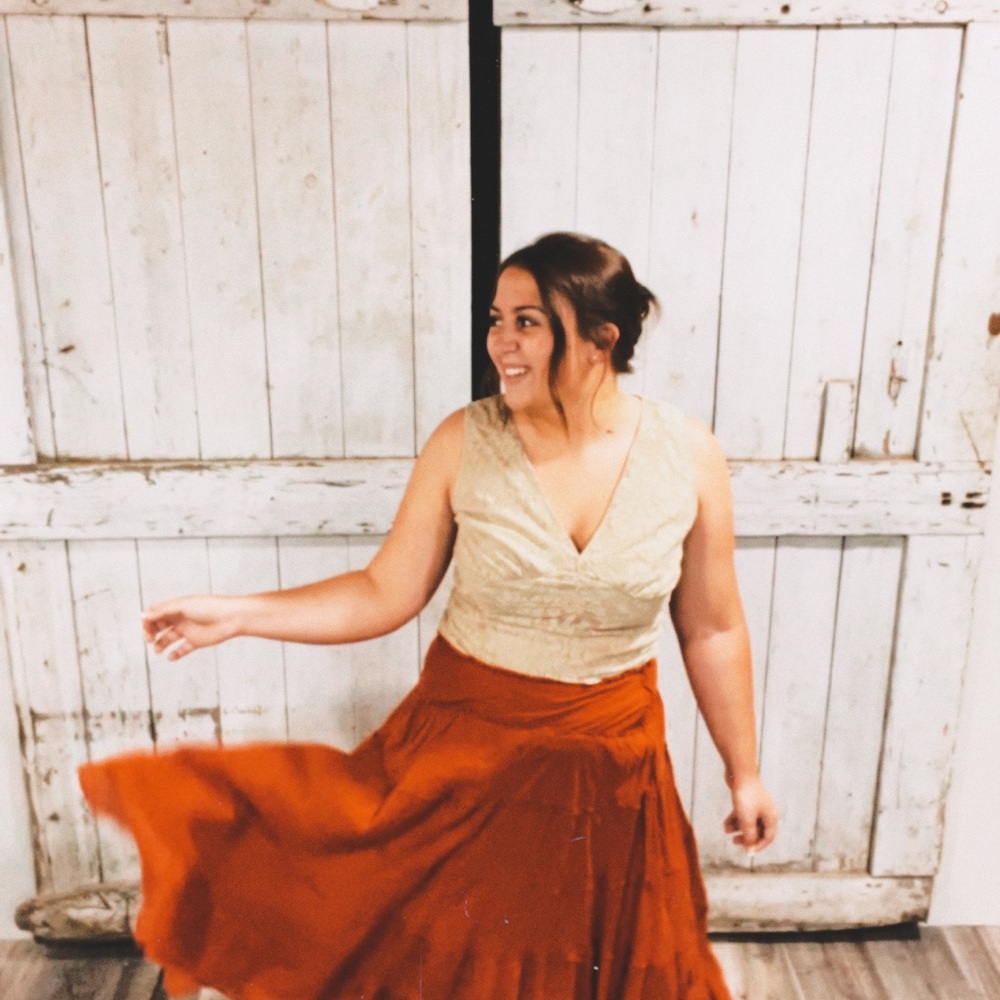 Chic Terracotta Midi Skirt